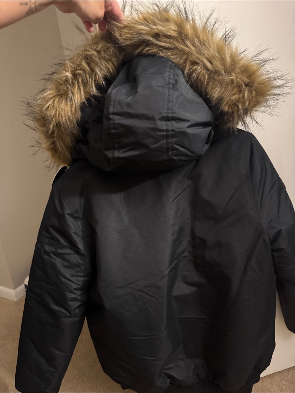 Canada Goose Women's Black Hooded Puffer Jacket with Fur Trim - Picture 12 of 15